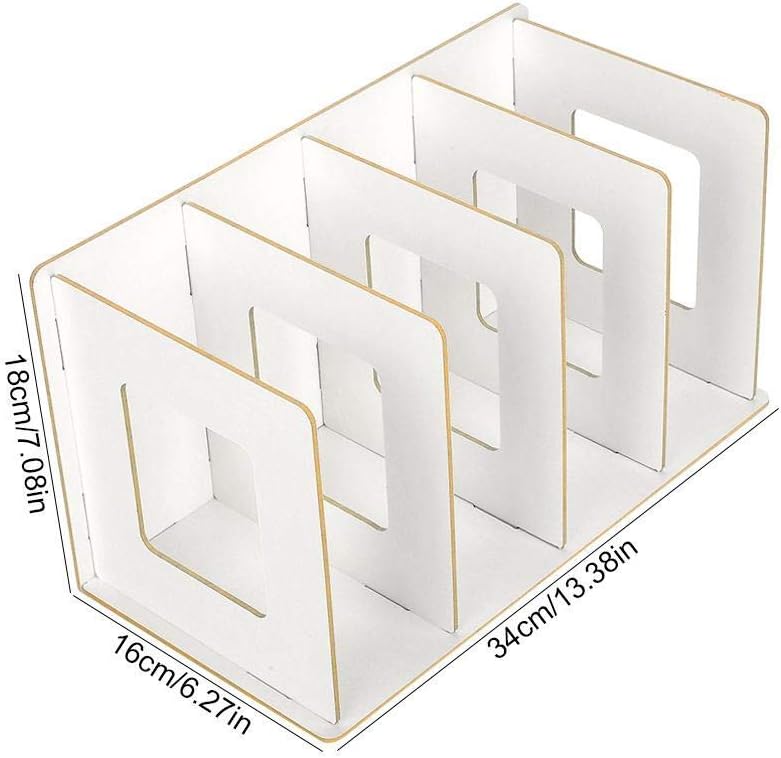 Fdit Wooden Desktop Bookshelf Rack, Storage Shelf for Home, School, Office Organizer (Warm White)