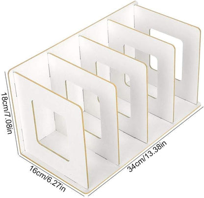 Fdit Wooden Desktop Bookshelf Rack, Storage Shelf for Home, School, Office Organizer (Warm White)