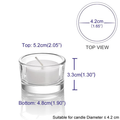 Elivia Clear Tealight Candle Holders - Set of 18, Round Glass Candle Holder, 2" Diameter - CH03