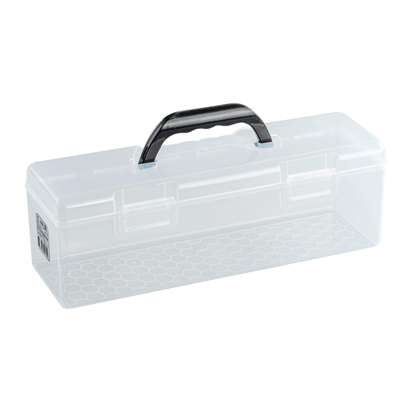 Flythww Plastic Storage Container with Lid, Clear Craft Tool Art Supply Sewing Organizer Box with Handle, Storage Bin for Paint Brush, Cards, Pencils, Crayon, Toys, Ribbons (L 13.98 x 4.21 x 4.72 in)
