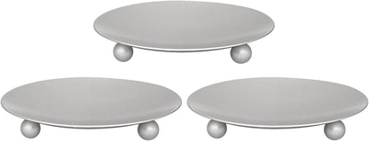 Set of 3 Decorative Iron Plate Candle Holders, 4.33x0.78inch for LED & Wax Candles, Spa & Wedding Decor
