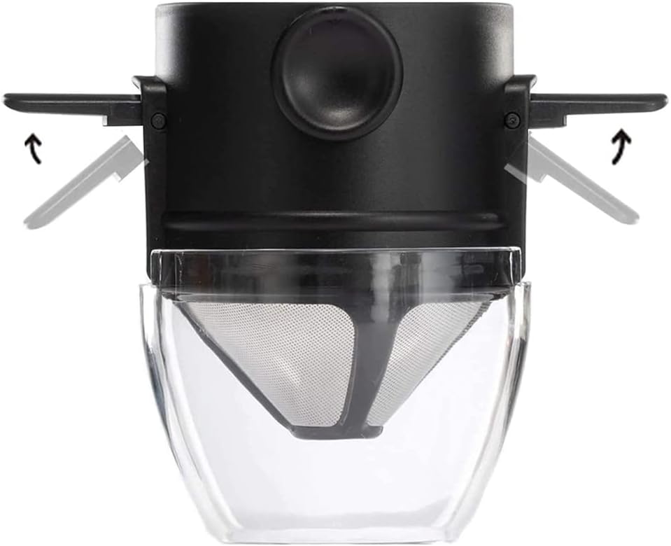 Reusable Paperless Coffee Filter Cone, Coffee Dripper with Foldable Holders for Home, Travel, and Camping, Black