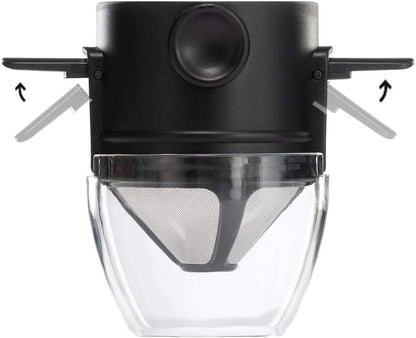 Reusable Paperless Coffee Filter Cone, Coffee Dripper with Foldable Holders for Home, Travel, and Camping, Black