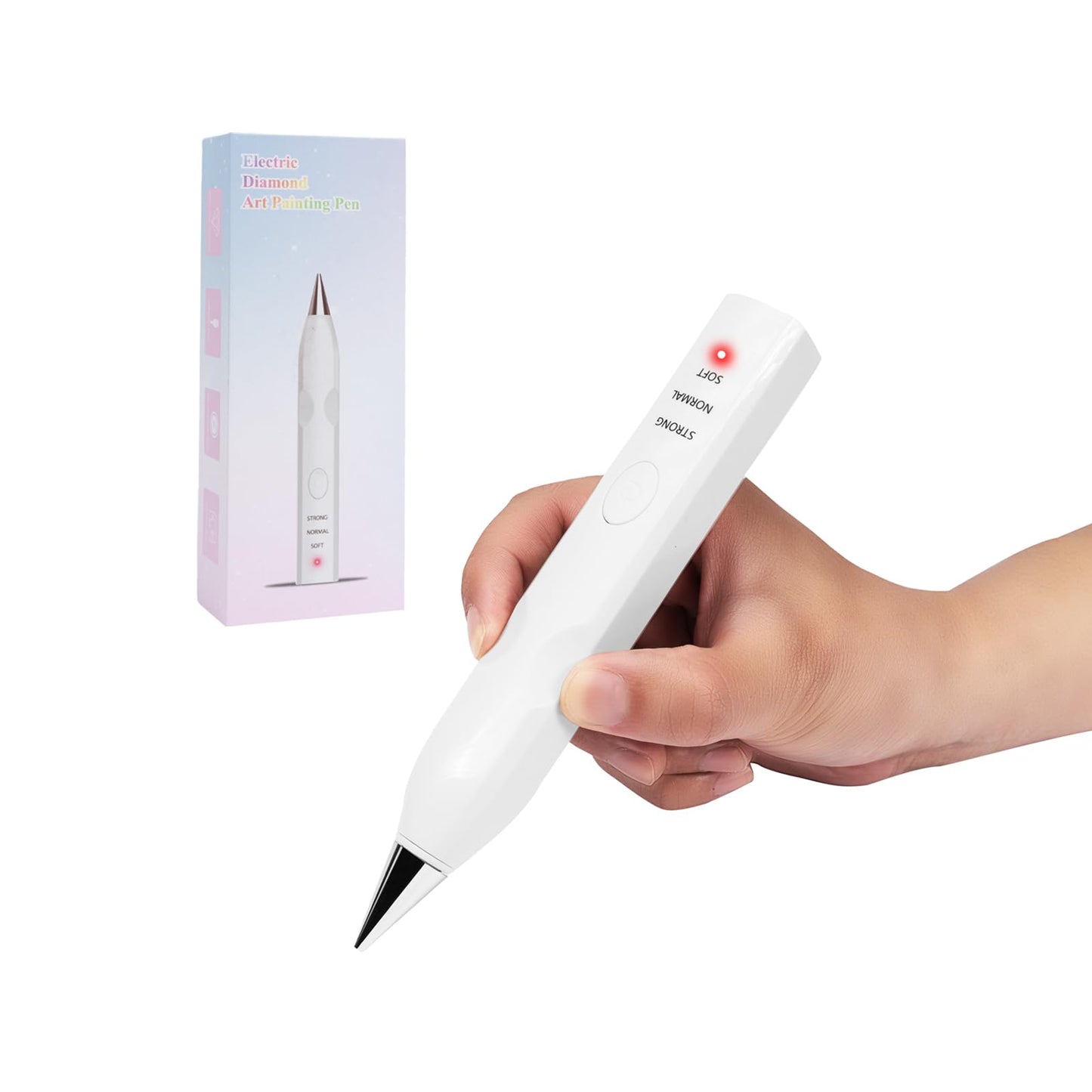 GloHopiup Electric Diamond Painting Pen, Cordless Vacuum Diamond Art Pen no Wax Needed, Rechargeable Diamond Art Accessories Kit for Adults, Perfect for Gem Diamond Art Fans - White
