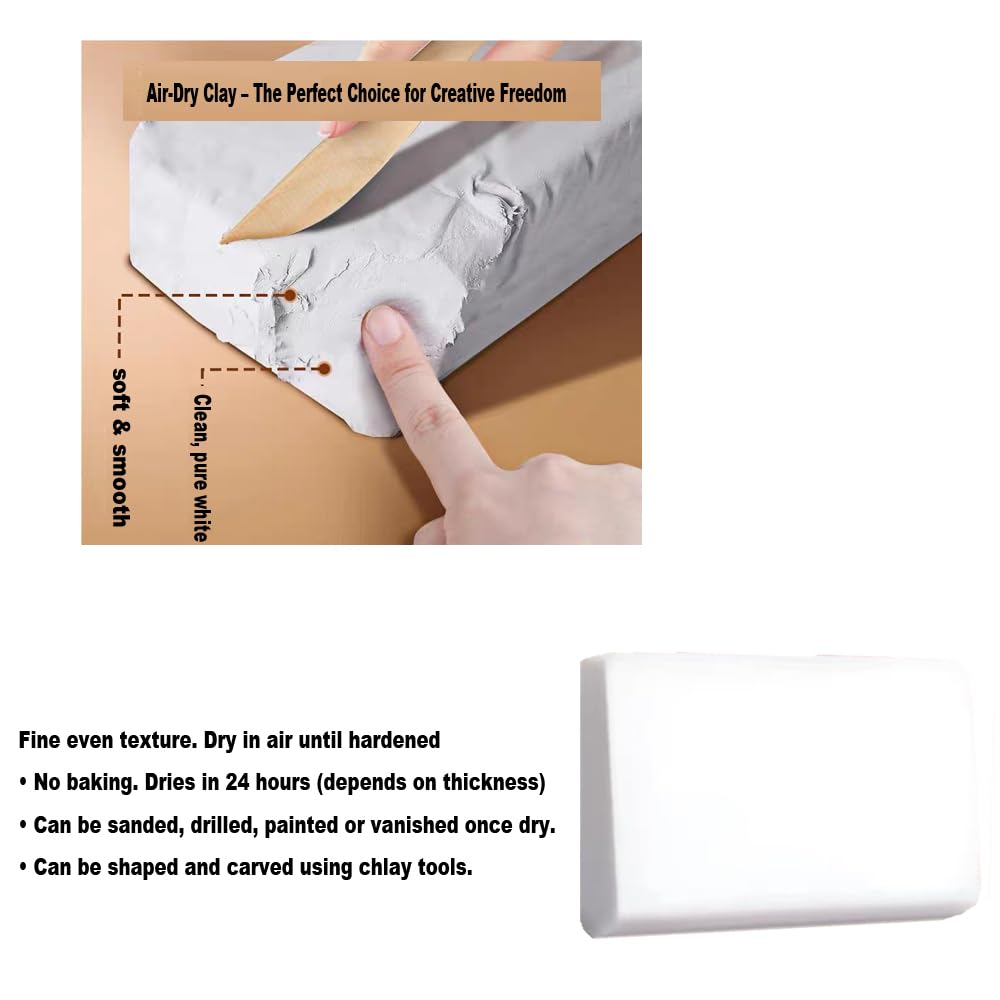 5lb Air-Hardening Modeling Clay - Stone Air Dry Clay + Tools,Introductory Air Dry Modeling Clay for All Ages - Molding Clay for Sculpting,Great for Modeling,Sculpting,DIY Jewelry Making Projects