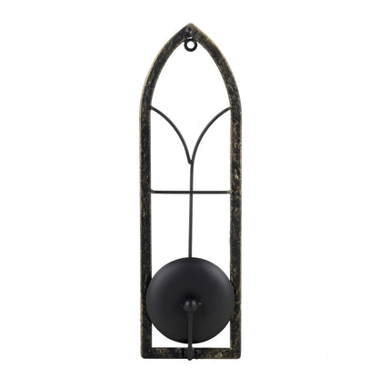 GAKA Metal Rustic Wall Sconce Candle Holder Set of 2 Black Gold Wall Gothic Mount Candle Sconce Holder for Living Room, Bathroom, Dining Room,Window Styling