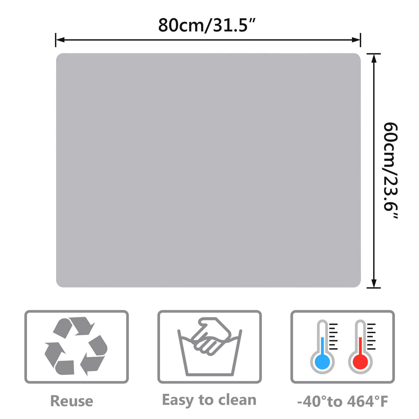 Gartful Oversize Silicone Mat for Crafts, 31.5 x 23.6 inches 1.2mm Thick Silicone Craft Pad for Jewelry Casting Resin Molds, Countertop Protector, Nonstick Placemat, Counter Table Mat, Light Grey