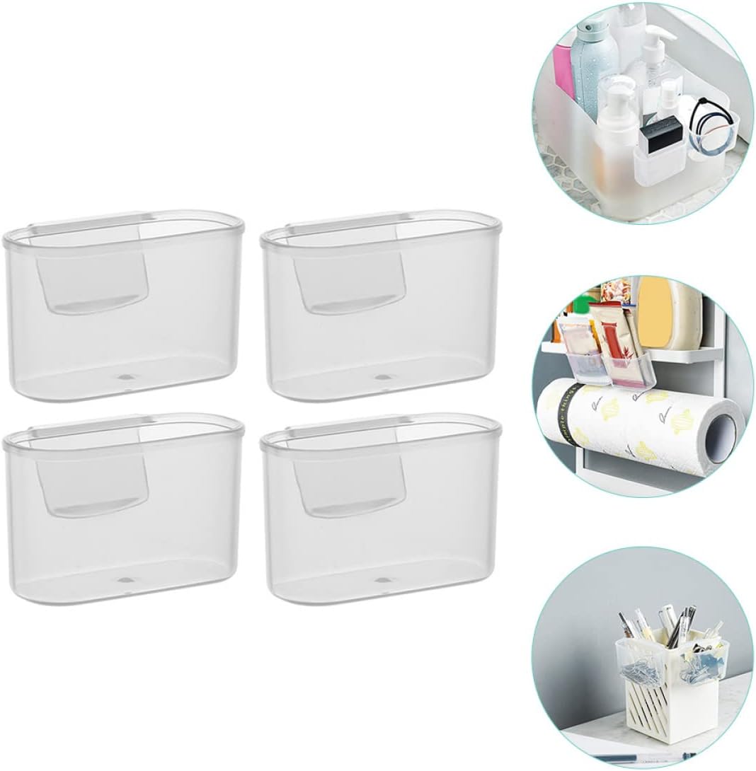 Cabilock Shelf Bracket Desktop Stand, 4pcs Mini Fridge Organizer, Clear Plastic for Fridge Side Door Holder
