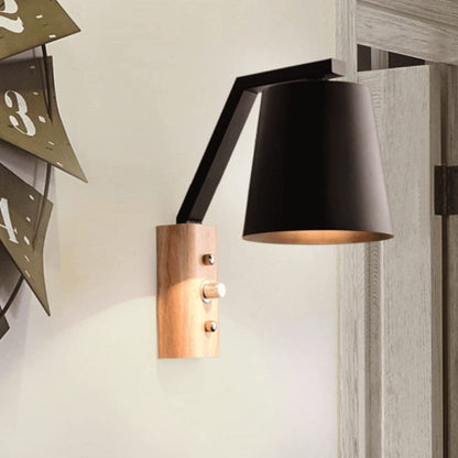 Wall Sconces Modern Nordic Coloured Wall Light Solid Wood Base Wall Sconce Rotary Switch Wall Mounted Lighting Fixture for Living Room Aisle Children's Kid's Bedroom Bedside Reading Wall Sconce Lighti