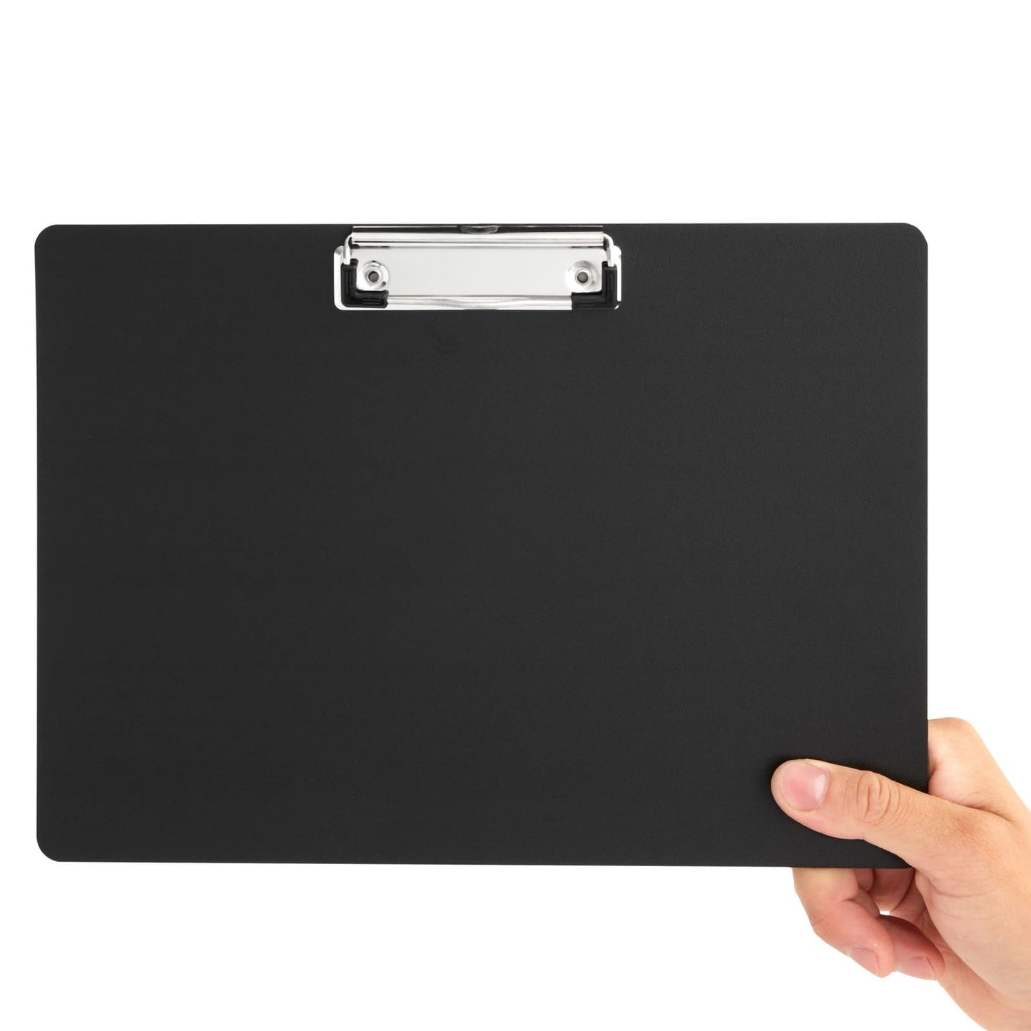 Juvale Landscape Clipboard - 12.4 x 8.9 in, Black Plastic, 4-Pack, Classic - Horizontal Clipboard with Low-Profile Clip - Letter-Size Sketching & Drawing Board