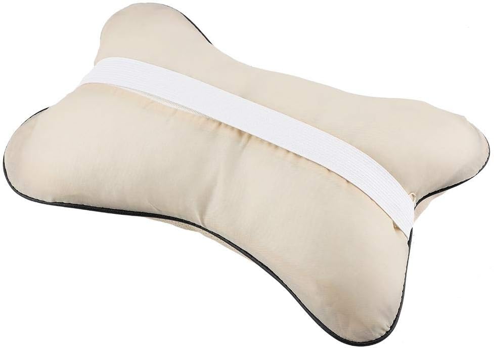 Car Headrest Pillow, Skin-Friendly Headrest Pillow for Car Seat, Office Chair (Beige)