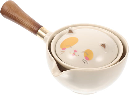 Hemoton Chinese Tea Set, Portable Gongfu Tea Set, Ceramic Tea Kettle, 360° Rotation Tea Maker, Porcelain Tea Dispenser