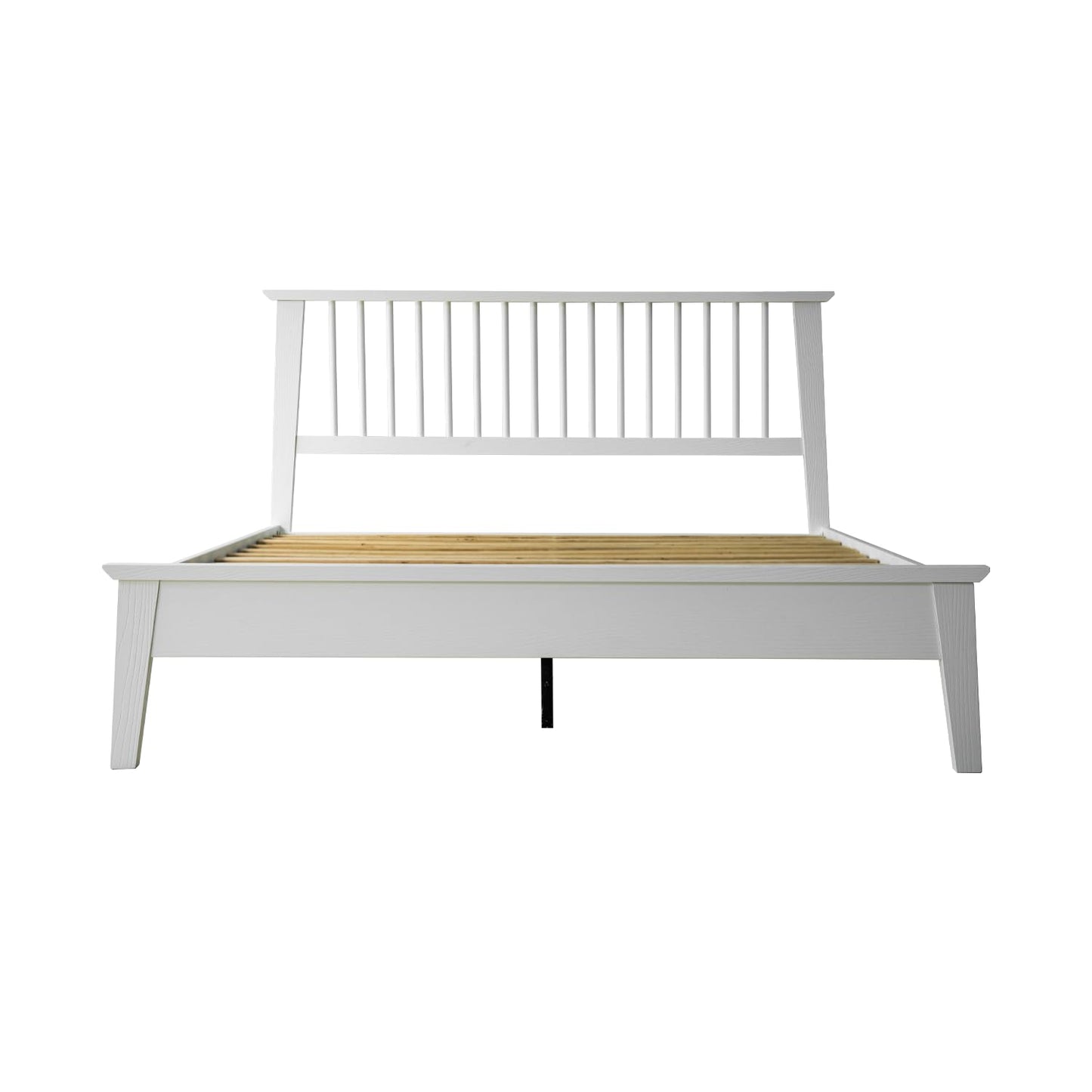 Full Size Bed Frame, Headboard & Footboard, Solid Wood Platform Bed, Anti-Slip & Noise-Free, 12 Durable Slatted Base, Centre Metal Legs, Easy Assembly, No Box Spring Needed, Pure White Finish YUF-39
