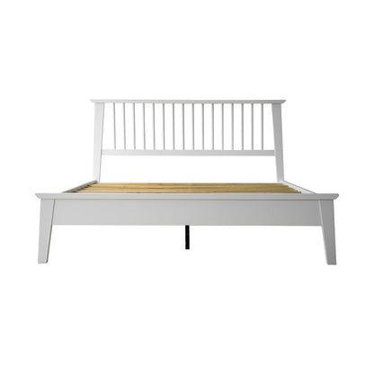 Full Size Bed Frame, Headboard & Footboard, Solid Wood Platform Bed, Anti-Slip & Noise-Free, 12 Durable Slatted Base, Centre Metal Legs, Easy Assembly, No Box Spring Needed, Pure White Finish YUF-39