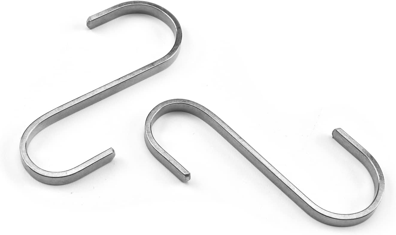MroMax 304 Stainless Steel S Hooks, 80mm/3.15" Silver S Shaped Hook Hangers for Kitchen Bathroom Bedroom Storage Room