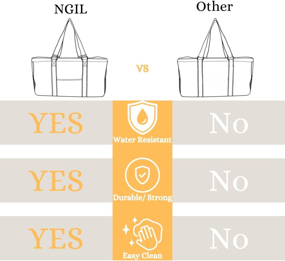 NGIL Extra Large Utility Tote, Reusable Grocery Bag, Oversized Collapsible for Groceries, Storage, Picnic, Beach