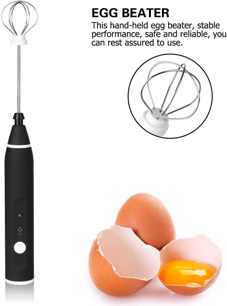 Electric Automatic Egg Beater Mixer with USB Charging, 3 Speed Adjustable Blender, Black
