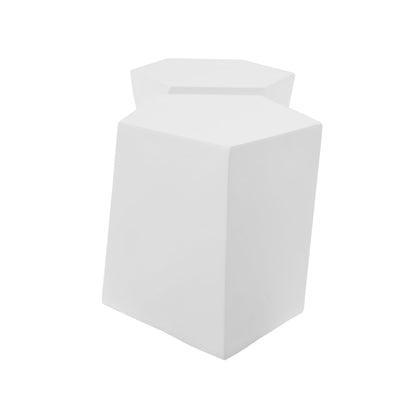 Christopher Knight Home Skyles Coffee Table Set of 2, Geometric Lightweight Concrete Patio End Table, Contemporary Home Decor, Flexible Indoor Outdoor Coffee Tables, No Assembly Required, White