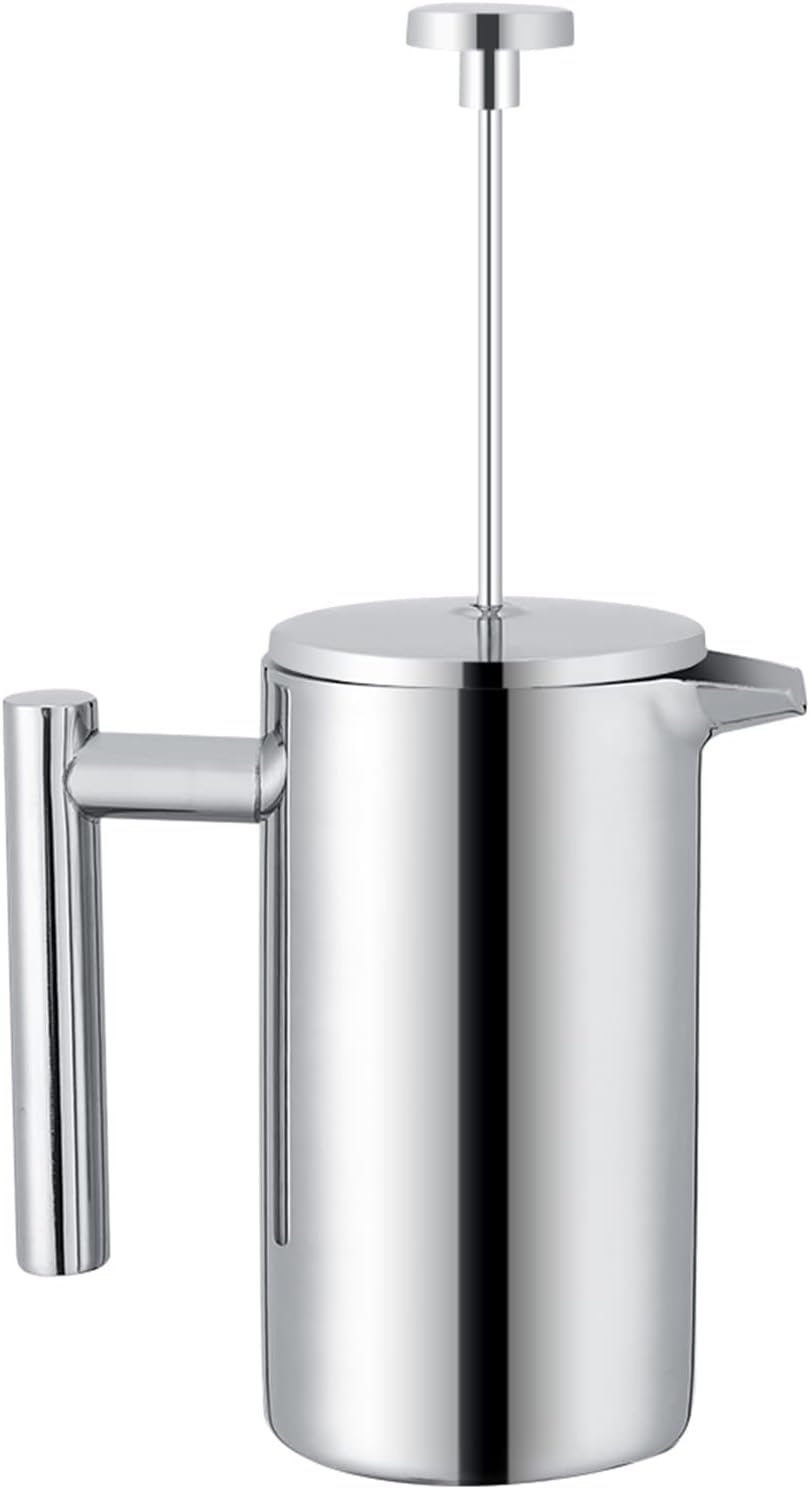 Acouto 350ml Double Wall Stainless Steel Coffee Maker, French Press Tea Pot with Filter