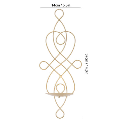 Wall Sconces Candle Holder, Set of 2 Iron Hanging Candle Sconce Holder Foldable Wall Candle Holder for Bedroom Dining Room (Gold)