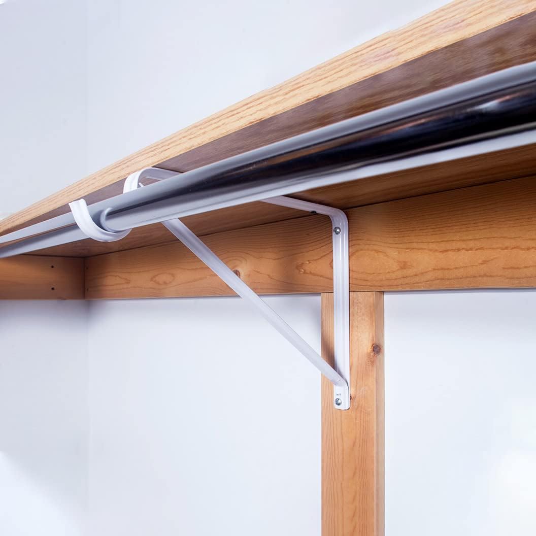 Design House 182725 Steel Shelf Rod Bracket for Closet Storage Shelf, Pack of 3, White