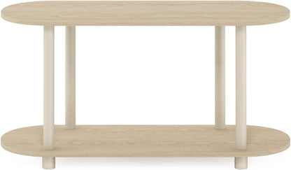 Furinno Turn-N-Tube No Tools Modern Oval Side Table, Bauhaus Oak/Beige