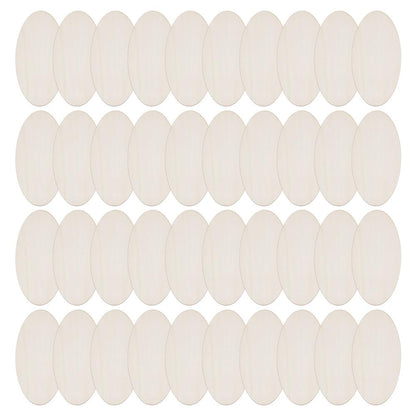 DELORIGIN 40pcs Wooden Oval Cutout 4.7 x 2.4 Inch Unfinished Wooden Blank Slices Crafts Natural Wood Circles DIY Plank Cutout Craft Supplies for Artist Painting Door Hanger Sign Wedding Decor