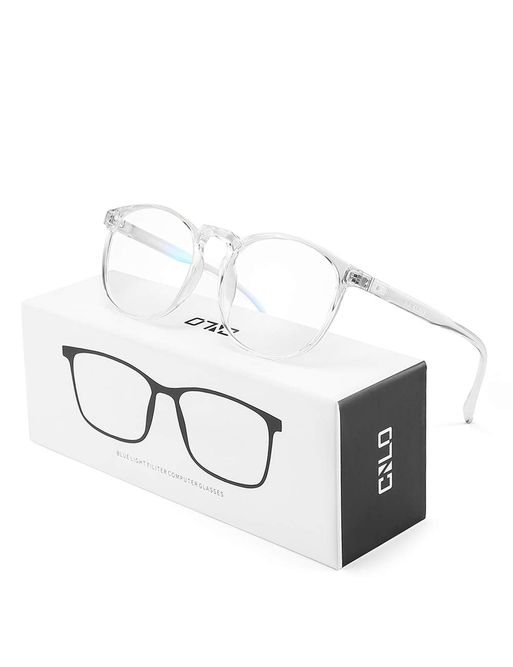 CNLO Blue light blocking Glasses,Computer Gaming Glasses,TV Glasses，For UV Protection, Anti Eyestrain,Lightweight Frame Eyewear,Transparent Men/Women (Crystal)