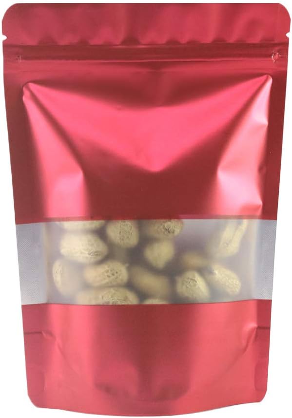 QQ Studio 100 Matte Metallic Color Stand-Up Resealable QuickQlick Bags with Frosted Window (7.1" x 10.2")