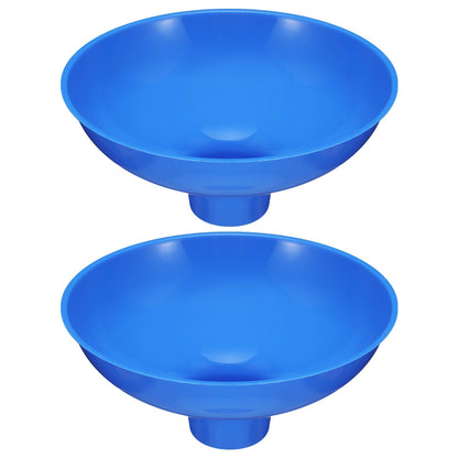 Vesici 2 Pack Extra Large Wide Mouth Funnel 2.5" x 10" Multi Purpose Filling Funnel Plastic Reusable for Water Softener Resin Tanks Carbon Media Jar Filling Use (Blue)