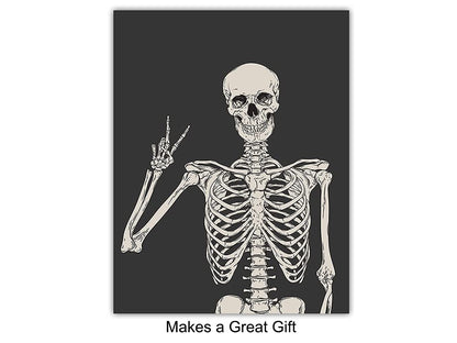 Skeleton Wall Art & Decor - Halloween Wall Decor - Gothic Home Decoration - Goth Room Artwork - Funny Skull Art - Pagan Gifts - Bedroom Dorm Man Cave - Men Boys Teens - Witchy Picture Poster Print