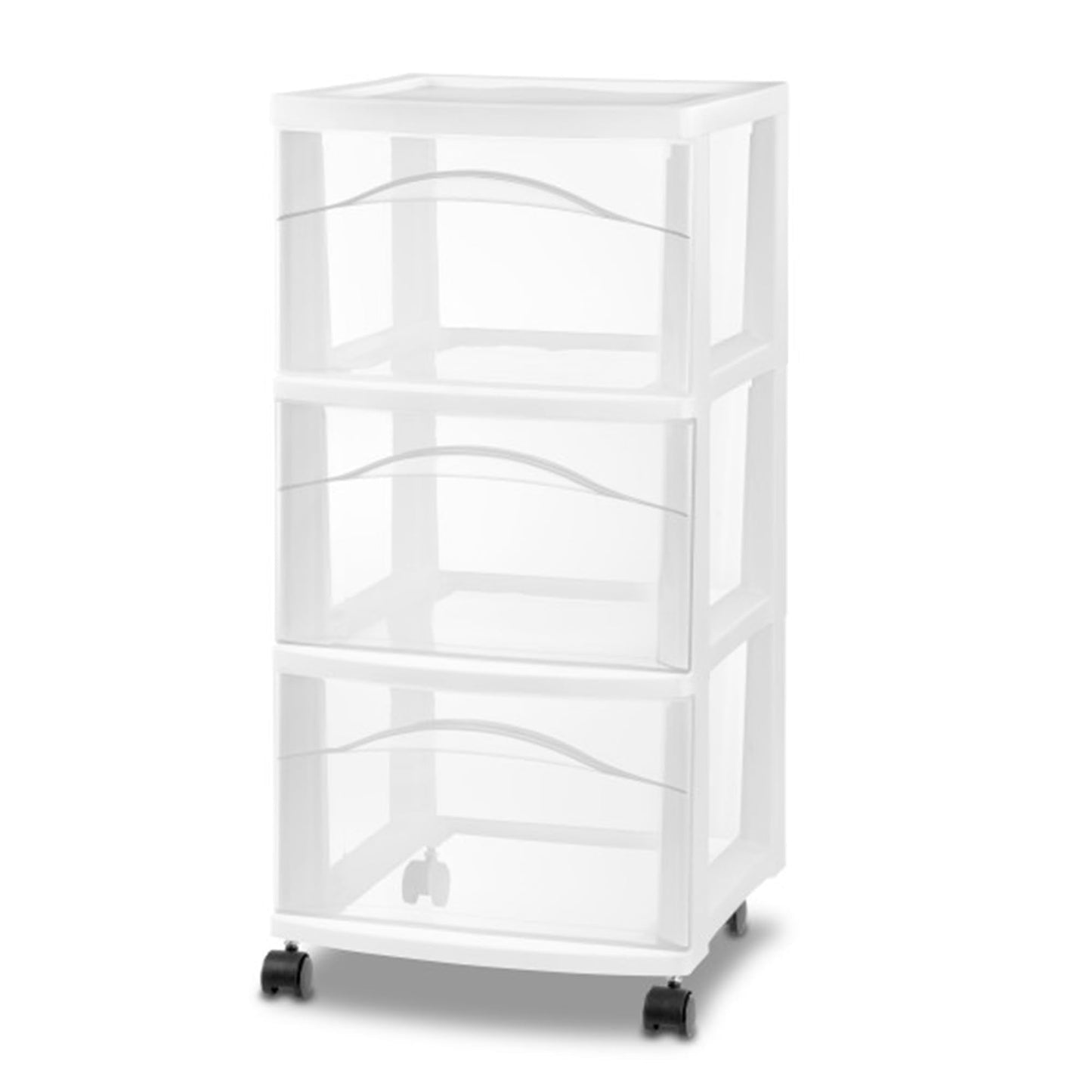 Sterilite 8 Pack 3 Drawer Storage Cart, Plastic Medium Organizer with Wheels, White - Multipurpose Bin for Crafts, Accessories, or Office Supplies