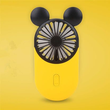 Cute Personal Mini Fan, Handheld & Portable USB Rechargeable Fan with LED Light, 3 Adjustable Speeds, Portable Holder