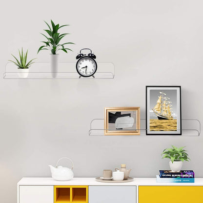 15" (15 Inch 4Pack) Weiai Clear Acrylic Shelf Invisible Floating Wall Ledge Bookshelf, Kids Book Display Shelves Wall