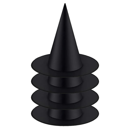 YOFIBRANT Hanging Witch Hats 4 Pcs Black Halloween Hanging Thickened Wizard Hat for Outdoor Porch Witch Hats Costume Women Halloween Decorations Witches Costume Accessory Party Supplies