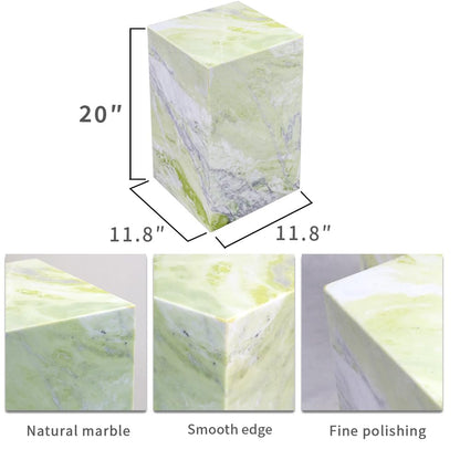Luxury Marble Side Table,Square End Table for Modern Sofa and Bed, Living Room, Sofa, Bedroom(Fende Green)