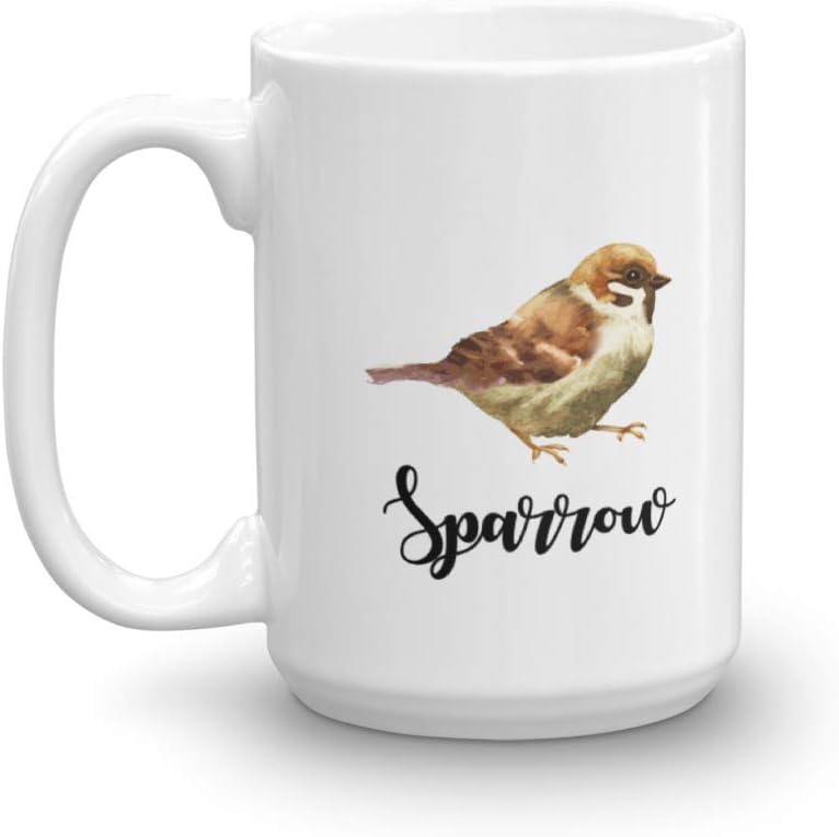 Sparrow Ceramic Coffee & Tea Mug, 15oz Décor & Accessories for Sparrows Lovers, Bird Watchers Men & Women