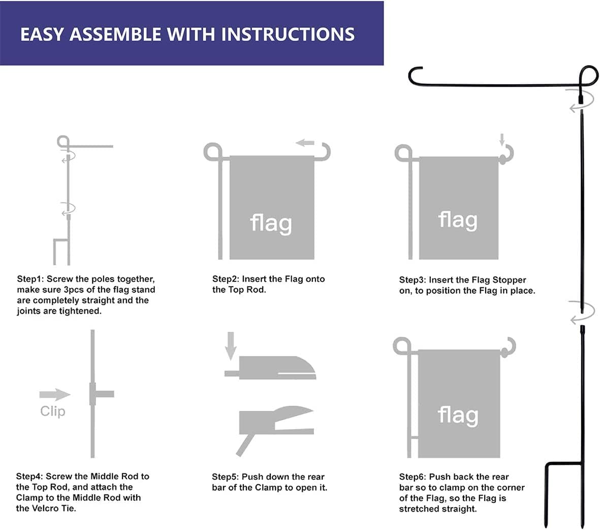 YEAHOME 2PC Garden Flag Holder Stand, Premium Weather-Proof Metal Flagpole for Outdoor Garden Decor
