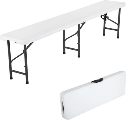 6 (1-Pack) Dkelincs ft Folding Bench, Portable Plastic Outdoor Bench for Picnic Camping Dining Party - Lightweight
