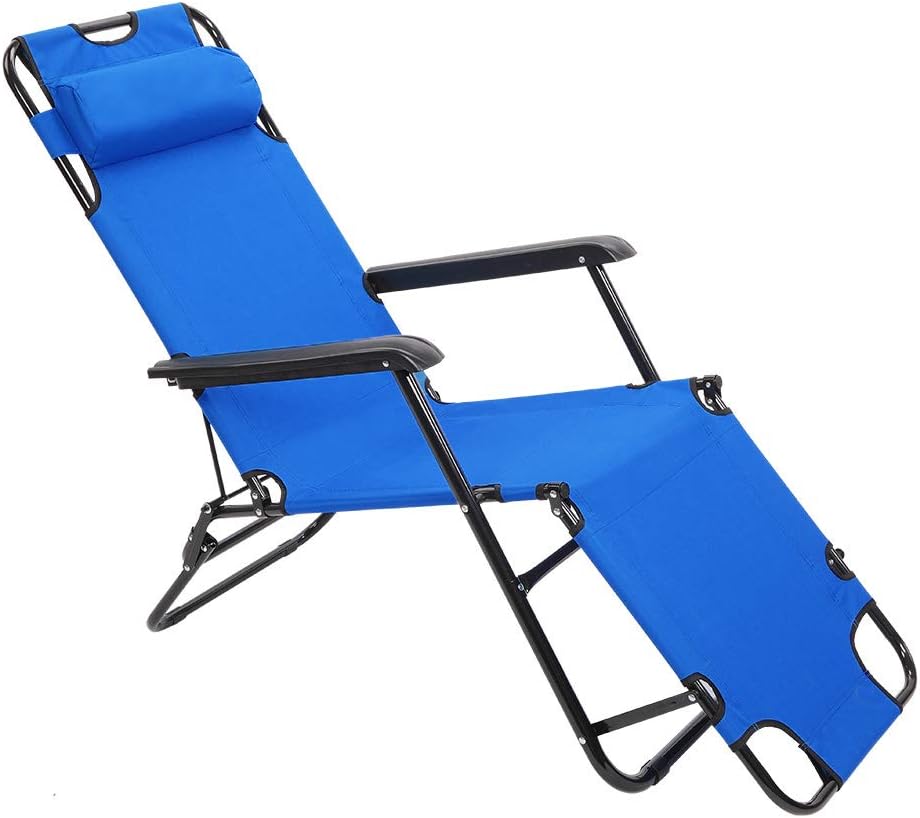 Kcelarec Portable Folding Camping Reclining Chairs, Outdoor Lounge Chairs, Reclining Beach Patio Chaise Pool Lawn