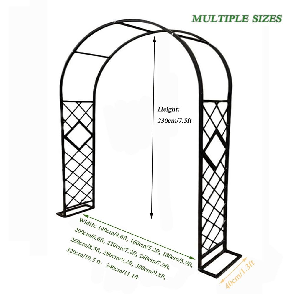 French Style Steel Wedding Arch Stand for Garden Trellis 240x230x40cm 140 340cm Width Options ()