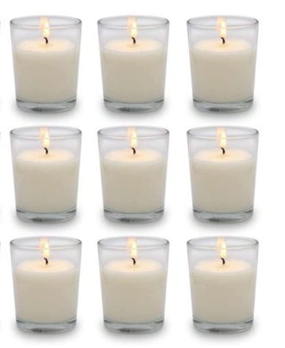 Mister Candle – Set of 9 Jasmine Scented Votive Candles in Glass Holders, Hand Poured Soy Wax, 10 Hour Burn Time, Aromatherapy Candles for Spa, Weddings, Parties, Gifts