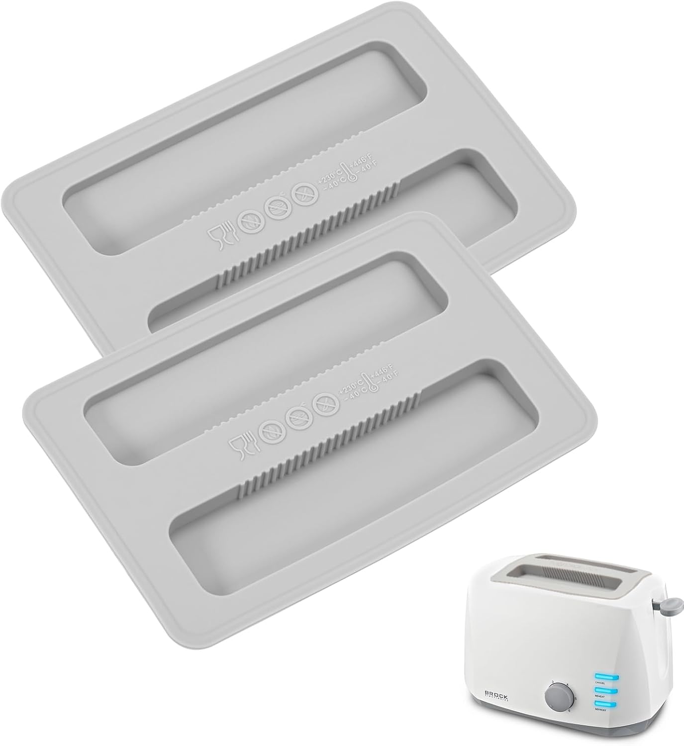 Toaster Cover 2 Slice, 2 Pack Silicone Washable Machine Cover, 6.22x4.09in Kitchen Appliance Covers (Gray)