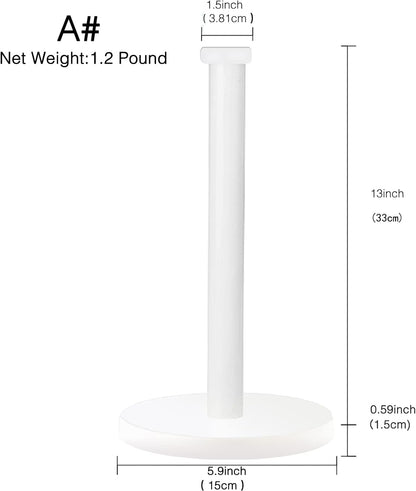 White Paper Towel Holder, Standing Countertop Roll Holder for Kitchen, Convenient Paper Towel Storage