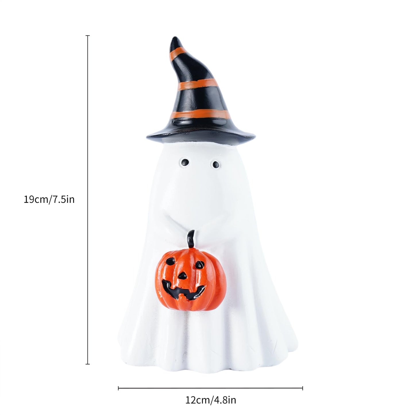 Brizoria Halloween Figurines Ghost Figurine with Witch Hat Spooky Halloween Decor Mini Ghost Figurines Collectible Figurines Resin Halloween Decorations Outdoor for Room Funny Office Decor