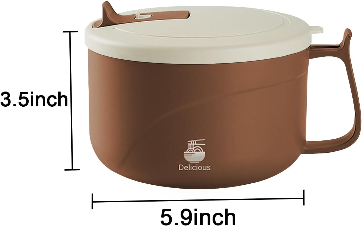 Microwave Ramen Bowl with Handles, 304 Stainless Steel Liner, Large Soup Cups for Ramen, Noodle, Cereal, 42 oz