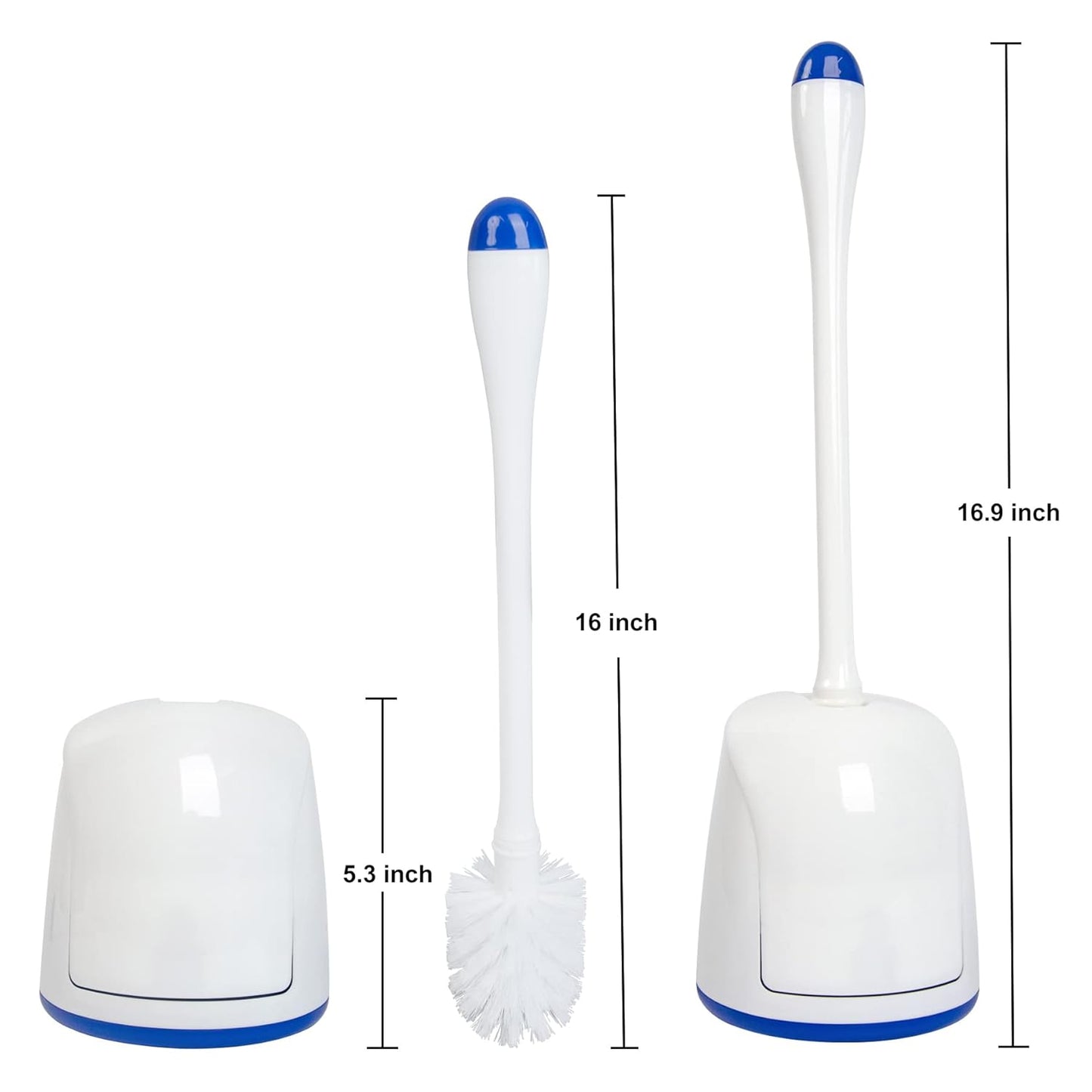 CELOX Toilet Bowl Brush and Holder, Compact Bathroom Cleaning Kit, White, 2 Set