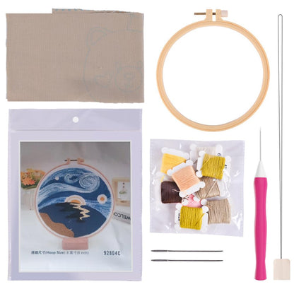 Abillyn Punch Needle Embroidery Starter Kit for Beginner, Punch Needle Fabric with Starry Sky Pattern, Embroidery Hoops and Embroidery Pen (Starry Sky)