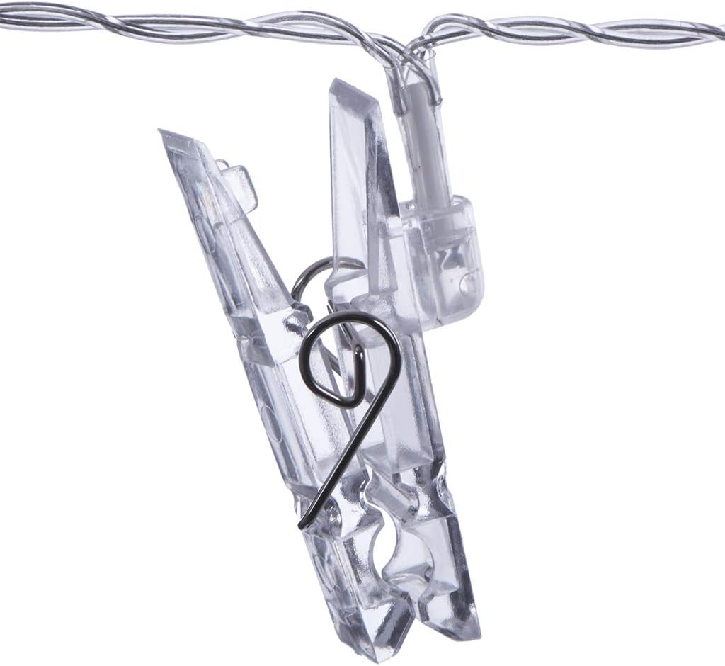 GL42589 10.5 Sterno Home LED Battery-Operated Clip String Lights, Feet, Warm White Cord
