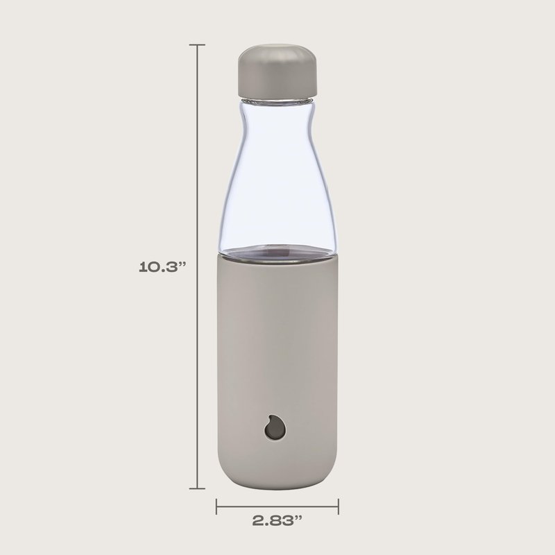 S'well Glass Original Water Bottle, 18oz, Lunar Grey, Borosilicate Glass Bottle With Protective Silicone Sleeve, Zero Plastic, Leakproof, BPA Free